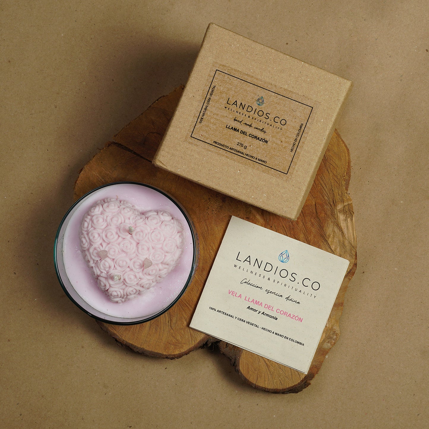 Llama del Corazón – Amor y Armonía - Rosas & Jazmín, Cera de Soya 100%